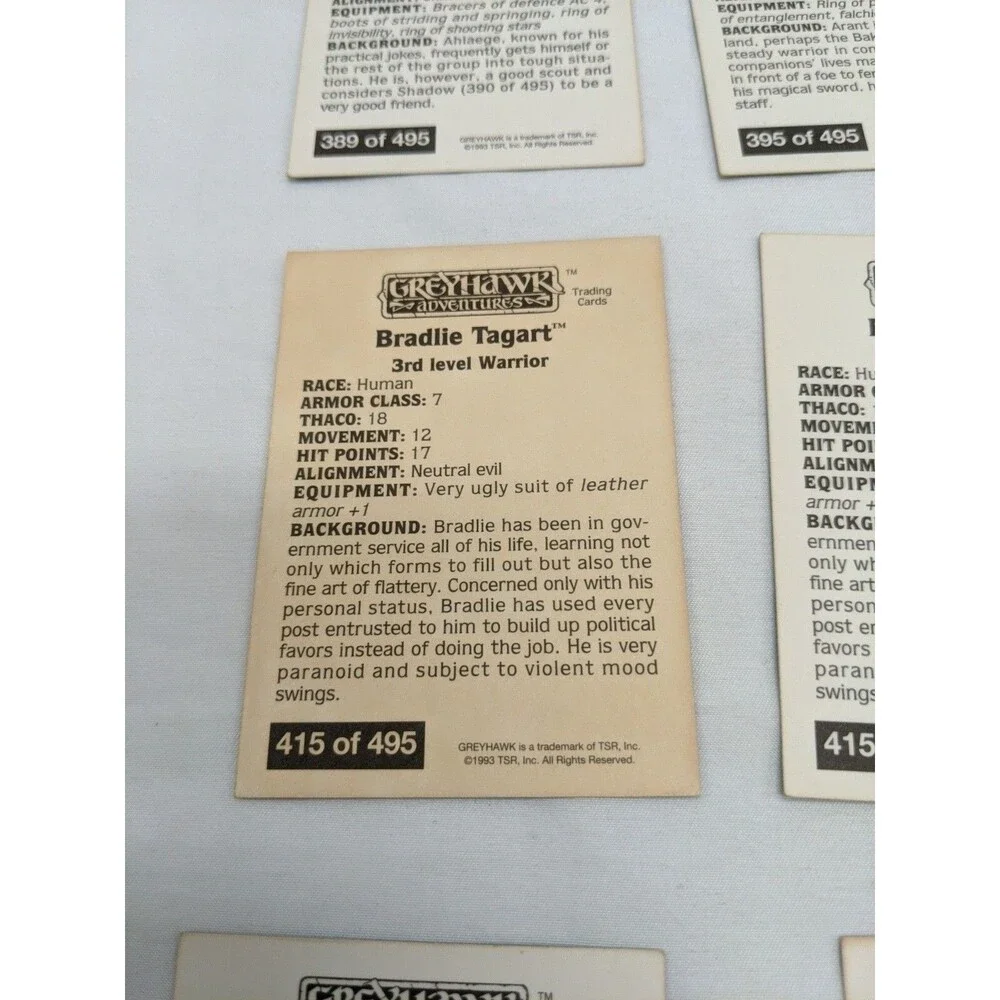 Lot Of (29) TSR Series 1993 Greyhawk Adventures Cards Gold Border And 2 Rare Red